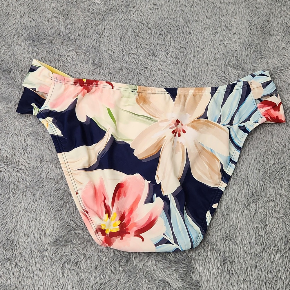 Kona Sol Swim Bottom Womens XS Navy Floral Hipster Medium Coverage AG298B Cutout - Picture 2 of 11